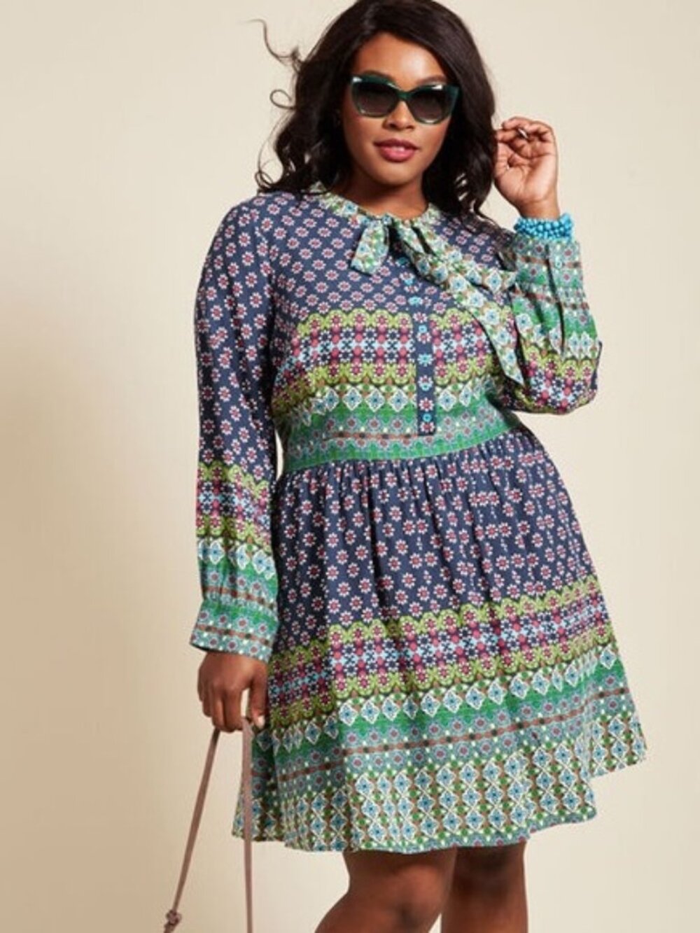 Modcloth Woman's Most Delightful To Date Floral Shirt Dress Size Large Blue
